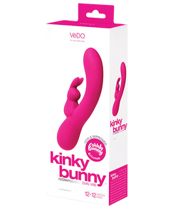 Rabbit-vibrator-i-VeDOKinkyBunnyPlusRechargeableDualVibe-Box / Foxy Pink
