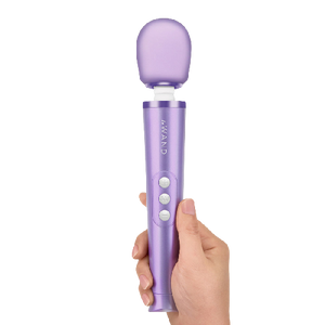 Wand-vibrator-i-LeWandPetiteRechargeableMassager-in Hand / Violet